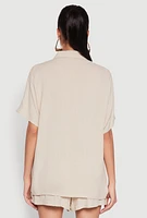 Womens Short Sleeve Button Front Shirt,