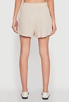 Womens Elastic Waist Shorts, Khaki,