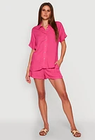 Womens Elastic Waist Shorts, Pink, Size XL