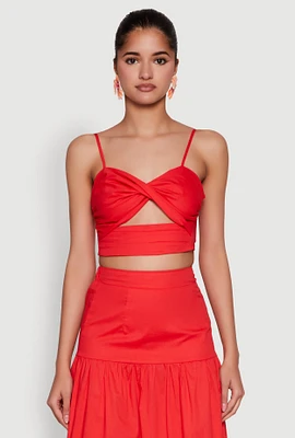 Womens Twist Front Zip Back Cropped Cami,