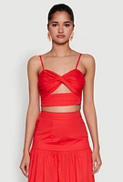 Womens Twist Front Zip Back Cropped Cami,