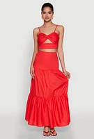 Womens Twist Front Zip Back Cropped Cami,