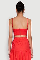 Womens Twist Front Zip Back Cropped Cami,