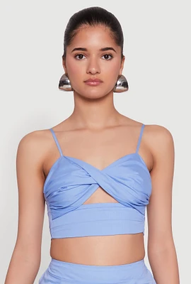 Womens Twist Front Zip Back Cropped Cami,