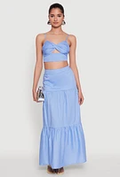 Womens Twist Front Zip Back Cropped Cami,