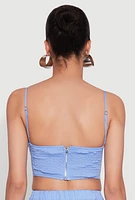 Womens Twist Front Zip Back Cropped Cami,