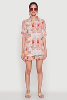 Womens Post Card Destination Print Shirt, Multi, Size L