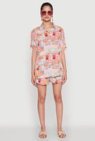 Womens Post Card Destination Print Shorts, Multi, Size XL