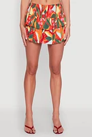 Womens Printed Smock Waist Tiered Skort, Multi, Size M