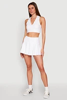 Womens Tiered Back High Waist Skater Skort, White, Size XL