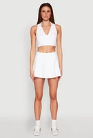 Womens Tiered Back High Waist Skater Skort, White, Size XL