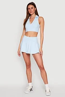Womens Tiered Back High Waist Skater Skort,
