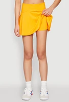 Womens Tiered Back High Waist Skater Skort, Yellow, Size S