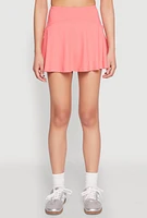 Womens Tiered Back High Waist Skater Skort, Orange, Size L