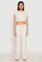 Womens Linen Wide Leg Pants,