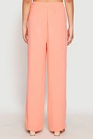 Womens Linen Wide Leg Pants, Pink,
