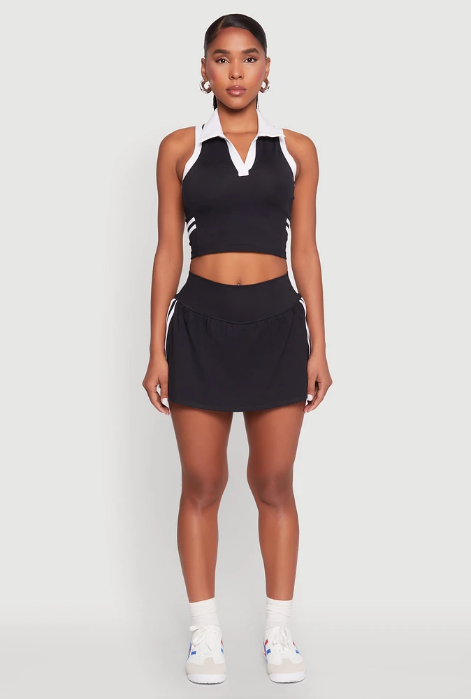 Womens Varsity Stripe Detail Skort, Black, Size L