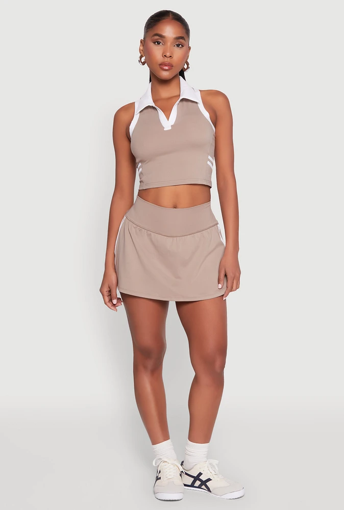 Womens Varsity Stripe Detail Skort, Brown,