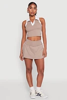 Womens Varsity Stripe Detail Skort, Brown,
