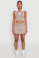 Womens Varsity Stripe Detail Skort, Brown,