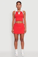 Womens Varsity Stripe Detail Skort, Red, Size XL