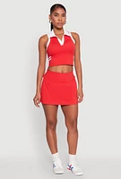 Womens Varsity Stripe Detail Skort, Red, Size XL