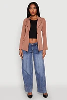 Womens Padded Shoulder One Button Blazer, S