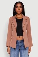 Womens Padded Shoulder One Button Blazer, S