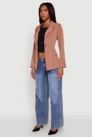 Womens Padded Shoulder One Button Blazer, S