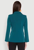 Womens Padded Shoulder One Button Blazer, Green, Size L