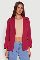 Womens Padded Shoulder One Button Blazer,