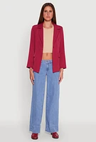 Womens Padded Shoulder One Button Blazer,