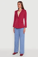 Womens Padded Shoulder One Button Blazer,