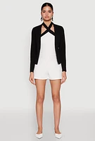 Womens Open Front Pocket Blazer, Black, Size L