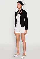 Womens Open Front Pocket Blazer, Black, Size L