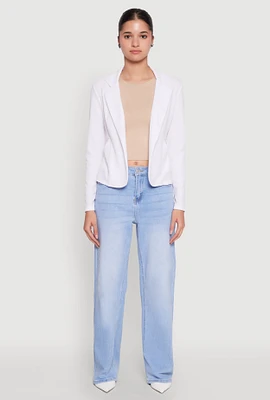 Womens Open Front Pocket Blazer, White, Size L