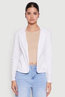 Womens Open Front Pocket Blazer, White, Size L