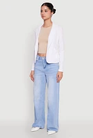 Womens Open Front Pocket Blazer, White, Size L