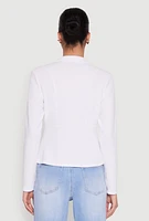 Womens Open Front Pocket Blazer, White, Size L