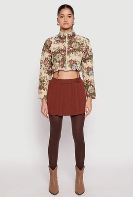 Womens Daisy Jacquard Floral Print Cropped Jacket, Multi, Size M