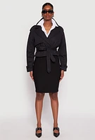 Womens Haute Monde Cropped Trench Coat, Black, Size L