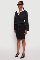 Womens Haute Monde Cropped Trench Coat, Black,