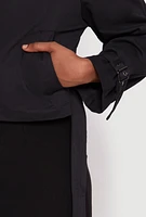 Womens Haute Monde Cropped Trench Coat, Black, Size L