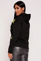 Womens Graphic Hooded Sweatshirt, Black,