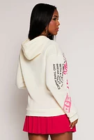 Womens Graphic Hooded Sweatshirt, Beige,