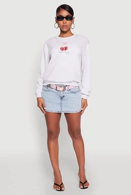 Womens Iris Sweet Cherry Graphic Print Sweatshirt, L