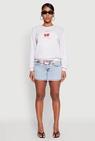 Womens Iris Sweet Cherry Graphic Print Sweatshirt, L