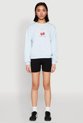 Womens Iris Sweet Cherry Graphic Print Sweatshirt,