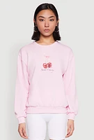 Womens Iris Sweet Cherry Graphic Print Sweatshirt, Pink, Size S