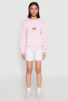Womens Iris Sweet Cherry Graphic Print Sweatshirt, Pink, Size S